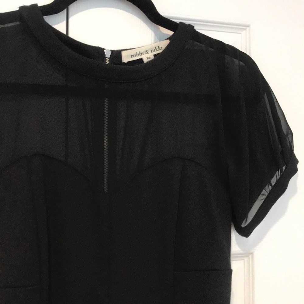 Robbi and Nikki Black Sheer Mini Black Dress XS - Picture 4 of 6